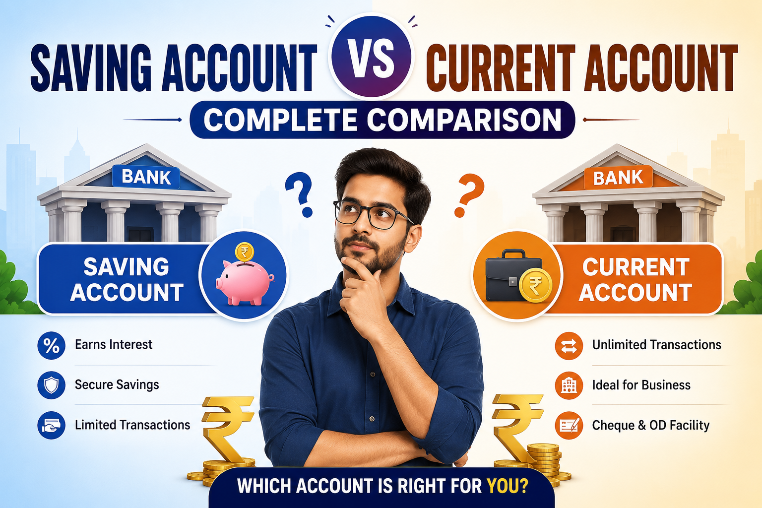 Saving Account vs Current Account: Complete Comparison Guide for Indians